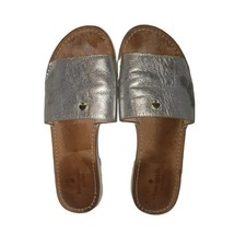 Kate Spade Silver Leather Flat Slide Sandals Size 8 - £35.48 GBP