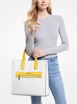 Michael Kors Large NS Signature Tote White Yellow 35T0SY9T7B Logo NWT $398 MSRP - £79.80 GBP