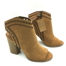 Dolcetta Womens Riley Open Toe Chestnut Ankle Booties Size 8 Chucky Heels - $35.62