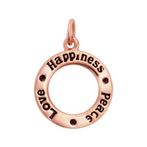 The Message of Happiness Peace Love Rose Gold Over Sterling Silver Ring Pendant - $11.08