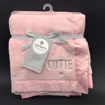 Carter&#39;s Baby Blanket CUTIE Satin Trim Pink Single Layer - £47.06 GBP