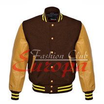 Original American Varsity Real Leather Letterman College Brown Wool Jacket - $87.00