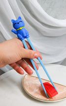Ebros Blue Maneki Neko Cat Reusable Training Chopsticks Set With Silicon... - $11.49