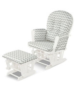 Wood Glider and Ottoman Set with Padded Armrests and Detachable Cushion-... - $290.09