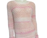 NWT Nordstrom Hinge Open Crochet Knit Sweater M Peach Cobbler Pink 100% ... - $21.77