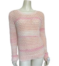 NWT Nordstrom Hinge Open Crochet Knit Sweater M Peach Cobbler Pink 100% Cotton - £17.15 GBP