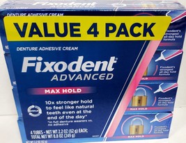 Fixodent Advanced Max Hold Denture Adhesive (2.2 oz tube., 4 pk.) ALL DAY HOLD! - £16.95 GBP