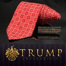 DONALD J. TRUMP~ SIGNATURE COLLECTION Red Checkered NECKTIE POWER TIE 59.5” - £79.63 GBP