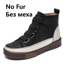 Leisure Autumn Winter Women Ankle Boots Cross-Tied Genuine Leather Platforms Fla - $100.07