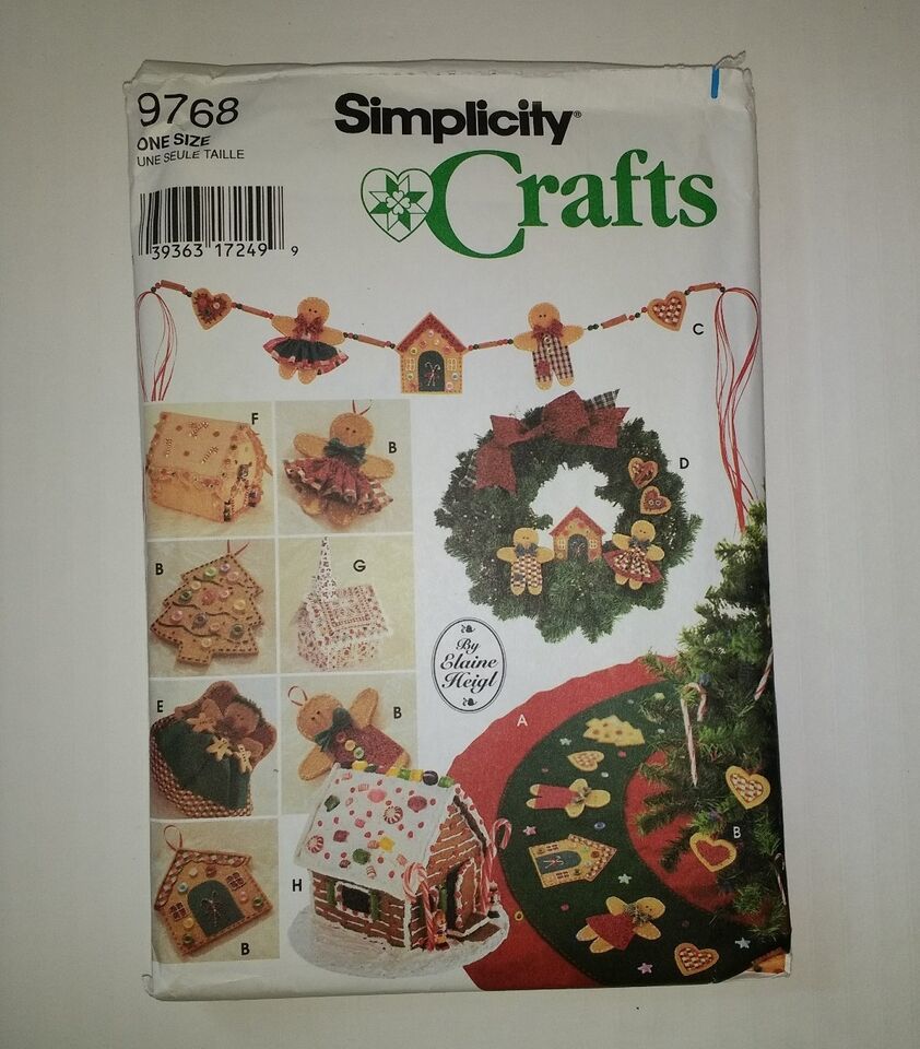 Primary image for Simplicity 9768 No Sew Tree Topper Ornaments Tree Skirt Wreath Swag House Church