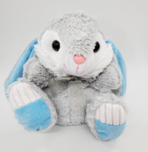 Toms Toys Easter Bunny Rabbit White Gray Blue Sitting Plush 11&quot; Stuffed Toy B314 - £13.29 GBP