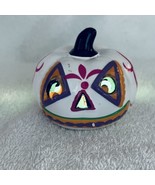 Day of the Dead Halloween Pumpkin white multicolor lighted 3x3x3in Table... - £12.65 GBP