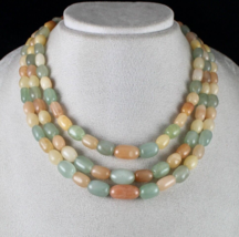 Multi Natural Orange Quartz Indian Jade Beads 3 L 677 Cts Gemstone Fine Necklace - £148.99 GBP