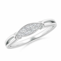 Angara Lab-Grown 0.1Ct Pave-Set Diamond Marquise Wedding Ring in Sterling Silver - £222.60 GBP