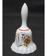 Vintage WESTMORELAND 5.25&quot; Glass Bell Hand Painted Playing Cards On Milk... - $10.98