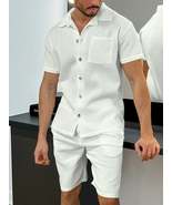 Men&#39;s Full Size Button Up Top and Shorts Set Plus Size - $57.49