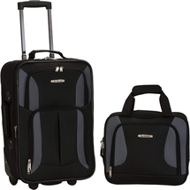 Fashion Softside Upright Luggage Set, Black/Gray, 2-Piece  - £55.13 GBP