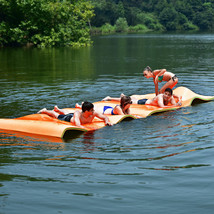 Costway 3-Layer Floating Water Pad 12&#39; x 6&#39; Floating Oasis Foam Mat Orange - £346.23 GBP