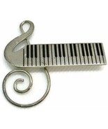 Large Keyboard Cleft Note Music Teacher Band Sterling Silver Brooch 925 ... - £79.32 GBP