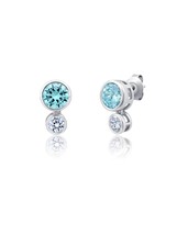 Authentic Crislu Aqua and Clear Bezel Set Post Earrings - $115.83