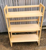 Solid Wood Folding 3 Tier Bookshelf Blonde Color Storage Shelf - $49.99