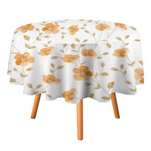 Mondxflaur Yellow Flower Tablecloth Round Kitchen Dining for Table Cover... - £12.78 GBP+