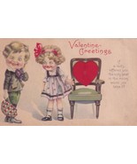 Valentine&#39;s Greetings Young Boy and Girl Postcard E19 - £7.14 GBP