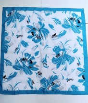 Vintage Italy 31 x 31 Scarf Turquoise Square Floral Tropical Read Neck H... - $9.89