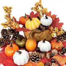 120Pcs Thanksgiving Artificial Pumpkins Home Fall Decorations 10 Pumpkin... - $37.99