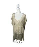 Perfectly Priscilla Cover Up Crochet Knit Fringe Beach Resort Wear XXL - $31.44 CAD
