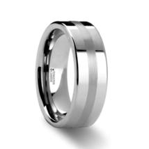 IVAR Platinum Inlaid Flat Tungsten Wedding Band - 8mm  - £518.05 GBP