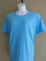 NEW New Hanes Med  Cotton Jersey S/S Crew Neck Tee Shirt Aqua - £8.40 GBP