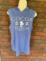 Blue Cocoa Beach Florida T-Shirt Small Sleeveless Hooded Tank Top Tee Es... - $9.50
