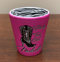 Nashville Double Shot Glass Hot Pink &amp; Zebra Print Unique Girly Cowgirl Boots - £10.04 GBP