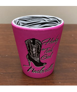 Nashville Double Shot Glass Hot Pink &amp; Zebra Print Unique Girly Cowgirl ... - £10.11 GBP
