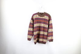 Vintage 90s Streetwear Womens Size Medium Rainbow Fair Isle Wool Knit Sw... - $59.35