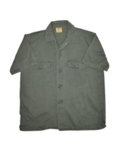 Vintage Military Shirt Mens L Trooper Fatigues Short Sleeve Sateen Cotton - £30.04 GBP