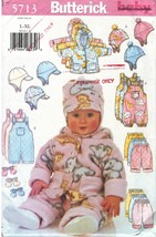 Infant's Cold Weather Wardrobe 1998 Butterick Pattern 5713 Size L - XL UNCUT - $12.00