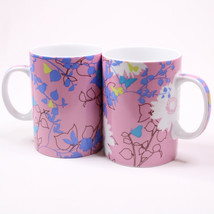 Set Of 2 Starbucks Spring Floral Flowers Coffee Mugs 15 Oz Pink Blue Yellow Cups - £15.58 GBP