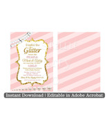 Pink and gold baby shower invitation | Twin girl baby shower invitation - $7.00