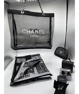CHANEL BEAUTE BLACK MESH TOTE, SCARF, LUCITE CC CUFF &amp; ACCESSORIES LOW P... - $159.00