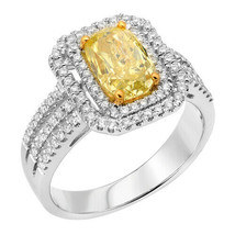 Fine 2.03ct Natural Fancy Yellow Diamonds Engagement Ring GIA 18K Solid Gold - £5,877.71 GBP