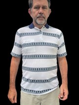 Vintage Mens Polo Shirt Striped 80s Stiched Stripes Surf Prep Medium M - $14.00