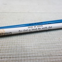 Two Vintage 15&quot; Long Lead Writing Pencils God Is Love Holy Bible Verse John 3:16 - $19.39