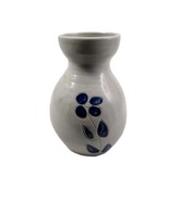 Vintage Salt Glazed Pottery Cobalt Blue Leaf Design Carafe Pitcher Vase ... - £21.28 GBP