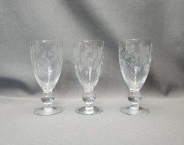 Vintage Etched Floral Juice Glasses 6 oz Tumblers (Set of 3) Mid-Century Modern - £8.88 GBP