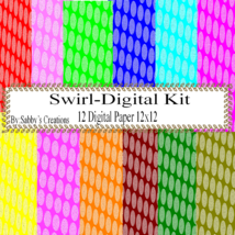 Swirl Digital Kit-Digtial Paper-Art Clip-Gift Tag-Jewelry-T shirt-Party - $1.99