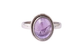 Solid Sterling Silver Purple Amethyst Oval Shape Handmade Fine Ring Gift - £32.05 GBP