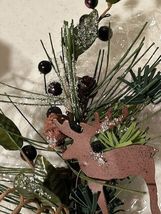 2 small winter Greens stems with tin deer image 4