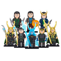 Collection 8pcs Loki with Helmet Tom Hiddleston Marvel Thor Minifigures Toys - £13.36 GBP
